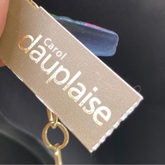 Carol Dauplaise 3D Wire Beaded Butterfly Statement Necklace Blue Gold - Picture 12 of 12